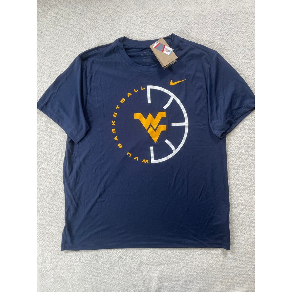 Nike Mens XXL T-Shirt Navy West Virginia WVU Basketball Dri-FIT NKGK-41S-WVN-M60